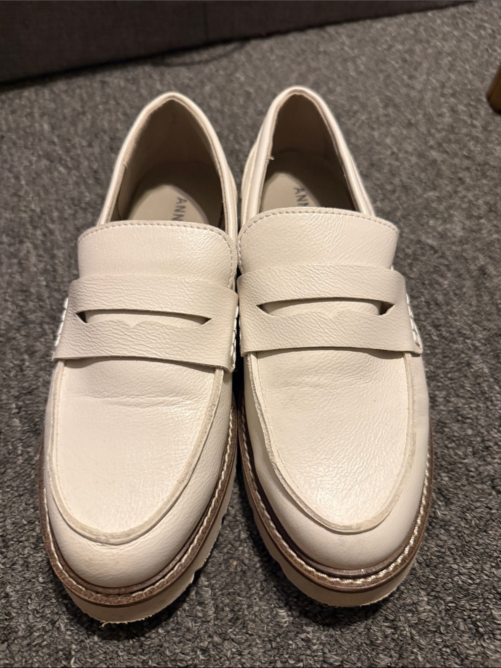 Anne Klein White Leather Penny Loafers for Men
